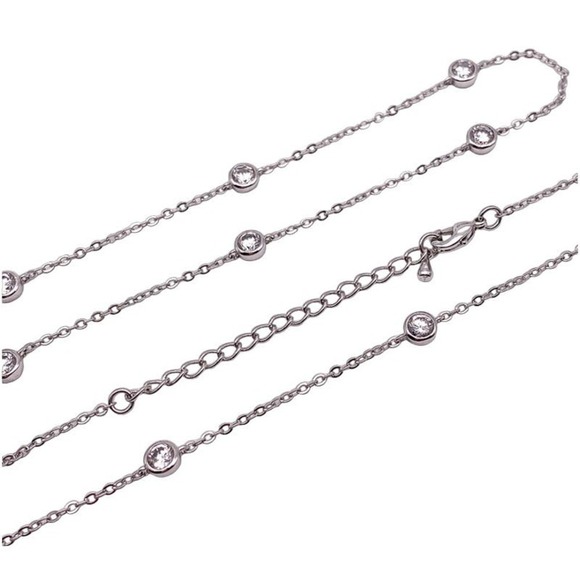 Cubic Zirconia and Rhodium - Diamond By The Yard Necklace - Picture 1 of 2